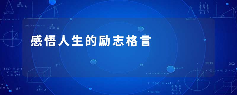 感悟人生的励志格言
