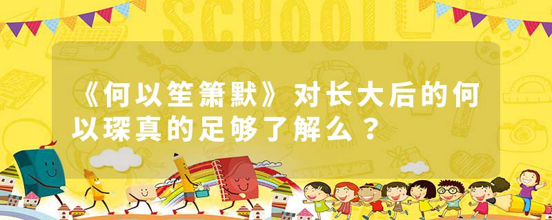 《何以笙箫默》对长大后的何以琛真的足够了解么？