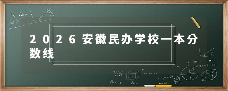 2026安徽民办学校一本分数线