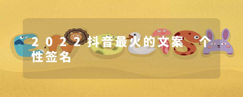 2022抖音最火的文案 个性签名