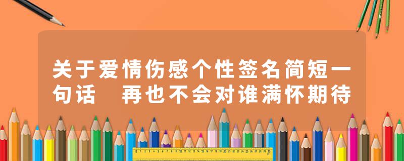 关于爱情伤感个性签名简短一句话 再也不会对谁满怀期待