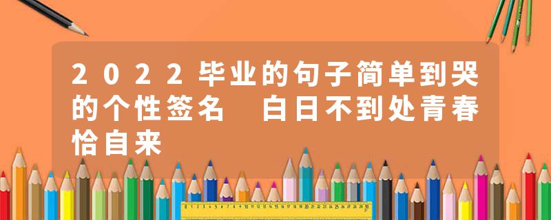 2022毕业的句子简单到哭的个性签名 白日不到处青春恰自来