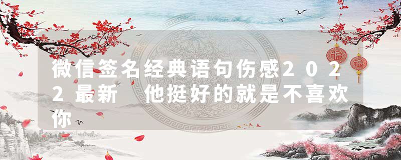 微信签名经典语句伤感2022最新 他挺好的就是不喜欢你