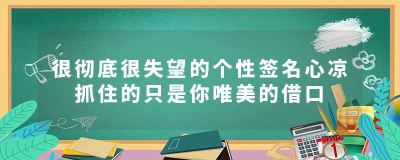 很彻底很失望的个性签名心凉 抓住的只是你唯美的借口
