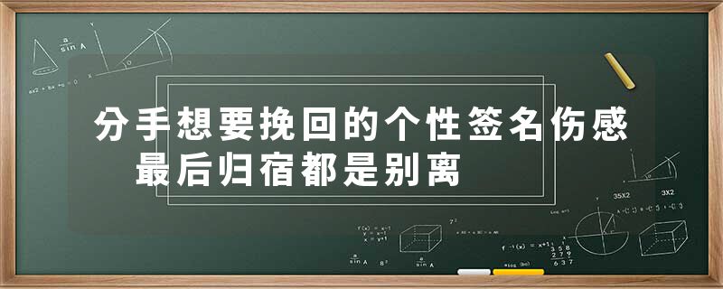 分手想要挽回的个性签名伤感 最后归宿都是别离