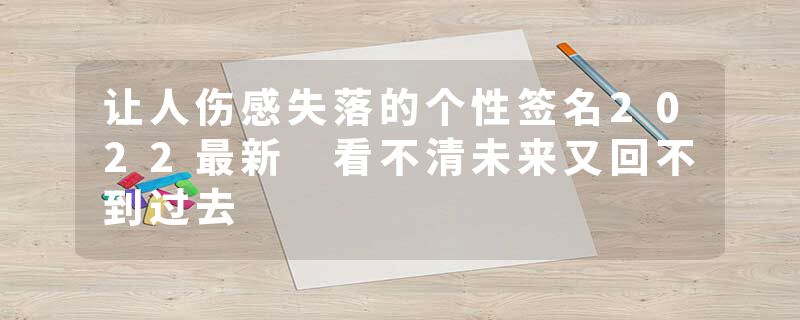 让人伤感失落的个性签名2022最新 看不清未来又回不到过去
