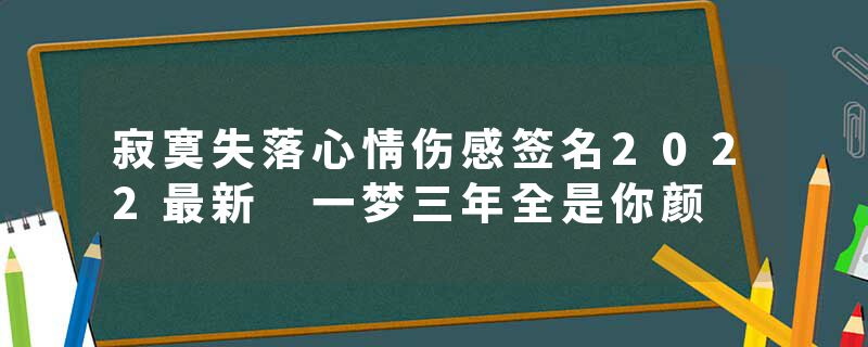 寂寞失落心情伤感签名2022最新 一梦三年全是你颜