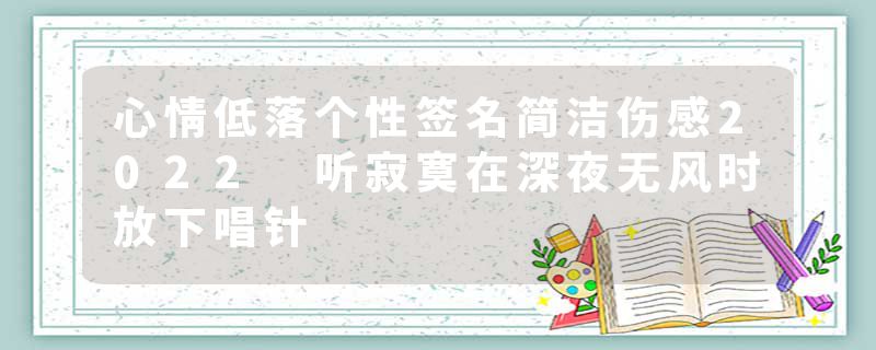 心情低落个性签名简洁伤感2022 听寂寞在深夜无风时放下唱针