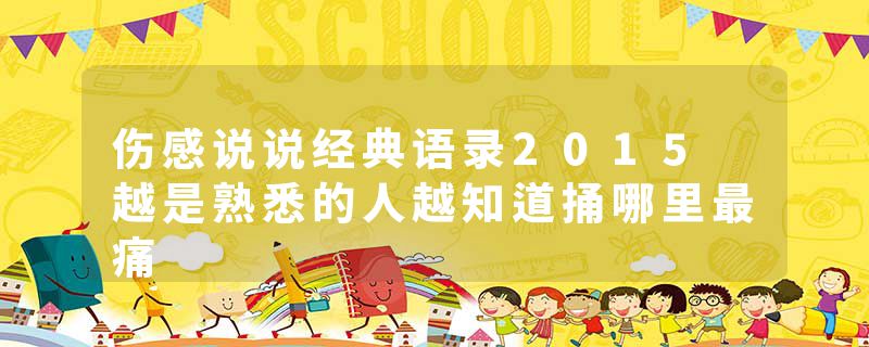 伤感说说经典语录2015 越是熟悉的人越知道捅哪里最痛
