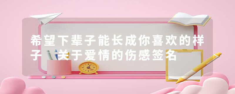 希望下辈子能长成你喜欢的样子 关于爱情的伤感签名