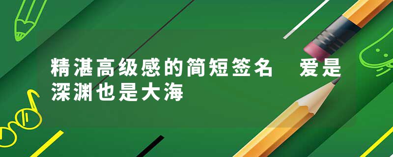 精湛高级感的简短签名 爱是深渊也是大海