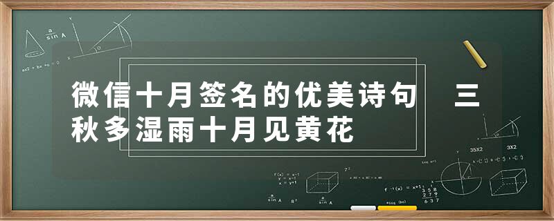 微信十月签名的优美诗句 三秋多湿雨十月见黄花