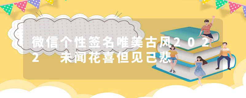 微信个性签名唯美古风2022 未闻花喜但见己悲