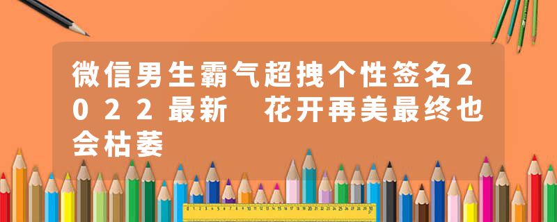 微信男生霸气超拽个性签名2022最新 花开再美最终也会枯萎