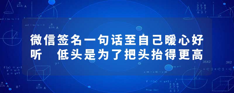 微信签名一句话至自己暖心好听 低头是为了把头抬得更高