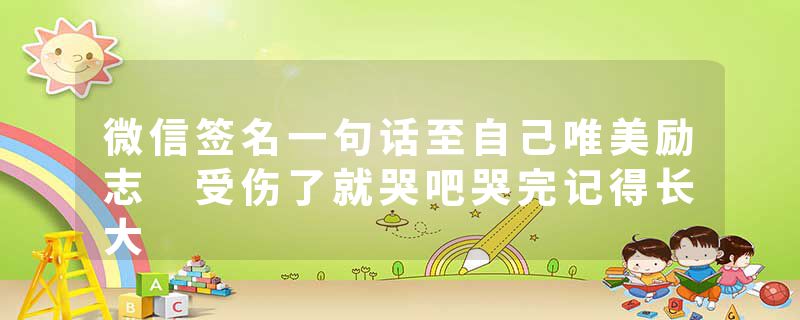 微信签名一句话至自己唯美励志 受伤了就哭吧哭完记得长大