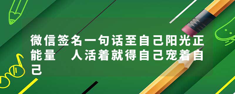 微信签名一句话至自己阳光正能量 人活着就得自己宠着自己