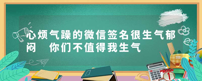 心烦气躁的微信签名很生气郁闷 你们不值得我生气