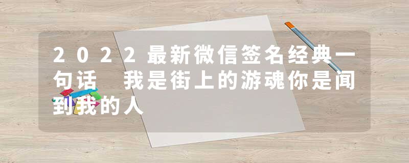 2022最新微信签名经典一句话 我是街上的游魂你是闻到我的人
