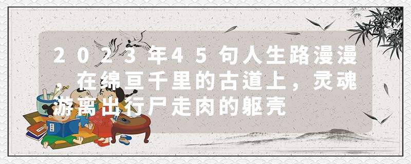 2023年45句人生路漫漫，在绵亘千里的古道上，灵魂游离出行尸走肉的躯壳
