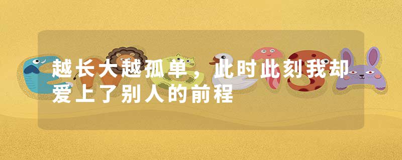 越长大越孤单,此时此刻我却爱上了别人的前程