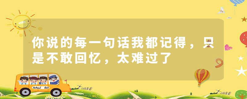 你说的每一句话我都记得,只是不敢回忆,太难过了