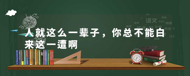 人就这么一辈子,你总不能白来这一遭啊