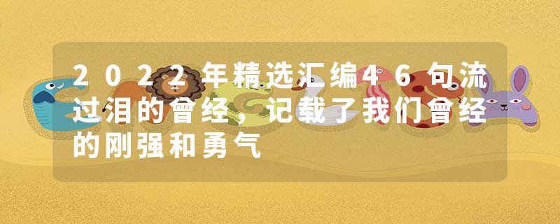 2022年精选汇编46句流过泪的曾经，记载了我们曾经的刚强和勇气
