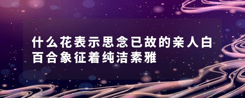 什么花表示思念已故的亲人白百合象征着纯洁素雅