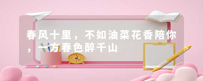 春风十里，不如油菜花香陪你，一方春色醉千山