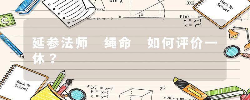 延参法师 绳命 如何评价一休？