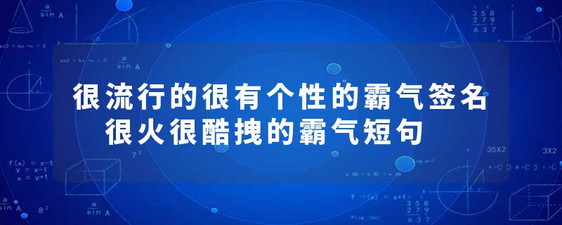 很流行的很有个性的霸气签名 很火很酷拽的霸气短句