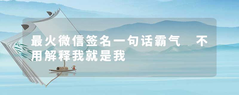 最火微信签名一句话霸气 不用解释我就是我
