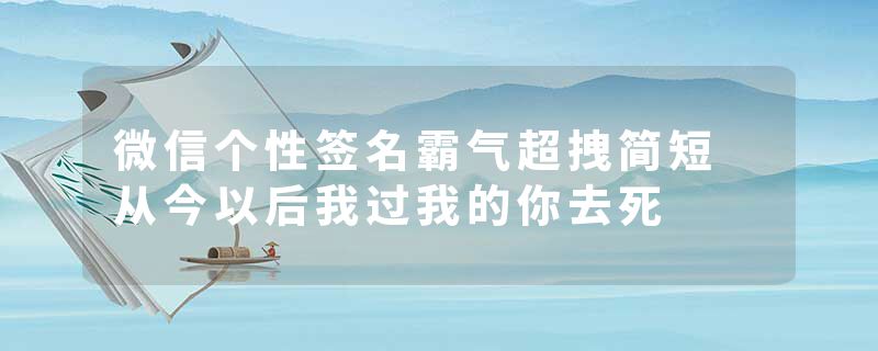 微信个性签名霸气超拽简短 从今以后我过我的你去死