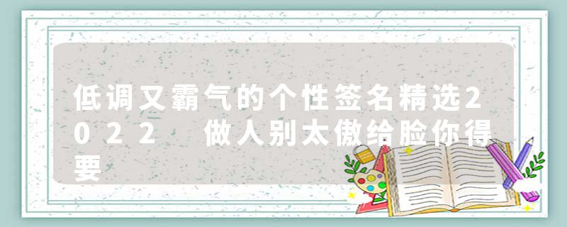 低调又霸气的个性签名精选2022 做人别太傲给脸你得要