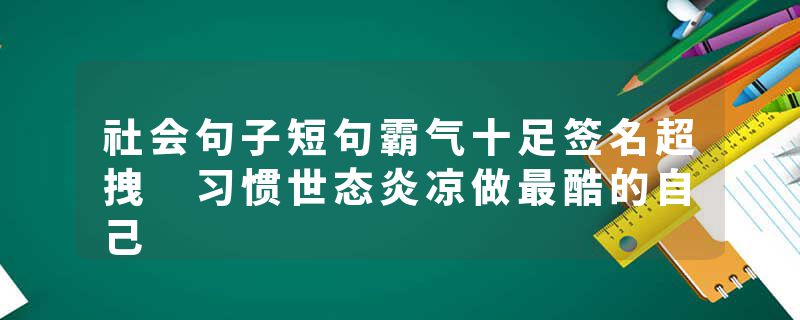 社会句子短句霸气十足签名超拽 习惯世态炎凉做最酷的自己