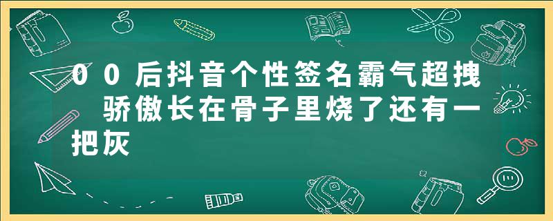 00后抖音个性签名霸气超拽 骄傲长在骨子里烧了还有一把灰