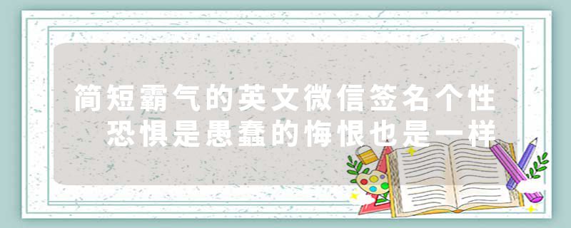 简短霸气的英文微信签名个性 恐惧是愚蠢的悔恨也是一样