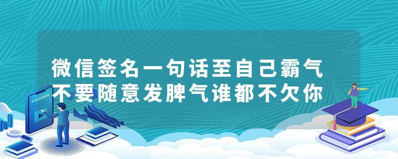 微信签名一句话至自己霸气 不要随意发脾气谁都不欠你