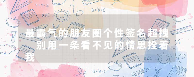 最霸气的朋友圈个性签名超拽 别用一条看不见的情思拴着我