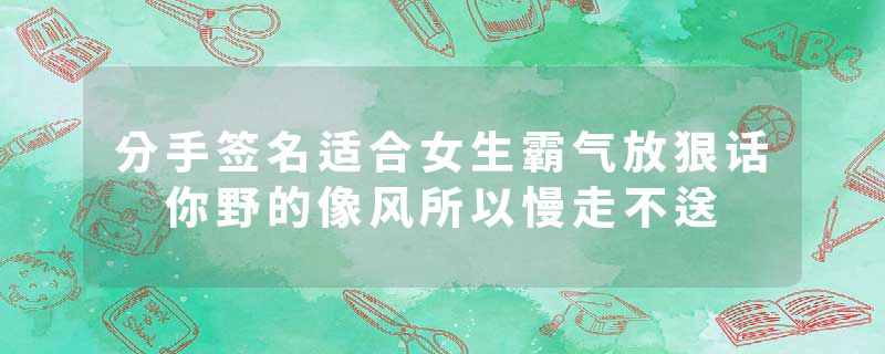 分手签名适合女生霸气放狠话 你野的像风所以慢走不送