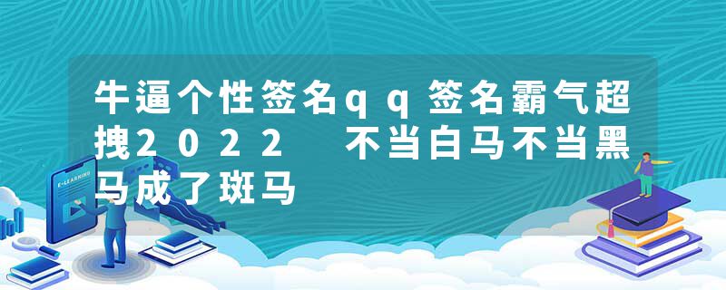 牛逼个性签名qq签名霸气超拽2022 不当白马不当黑马成了斑马