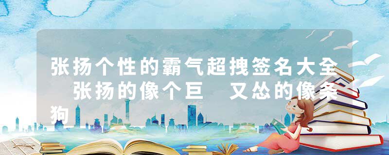 张扬个性的霸气超拽签名大全 张扬的像个巨 又怂的像条狗
