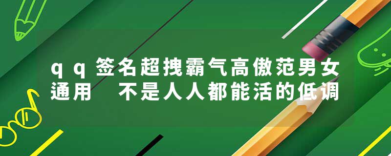 qq签名超拽霸气高傲范男女通用 不是人人都能活的低调