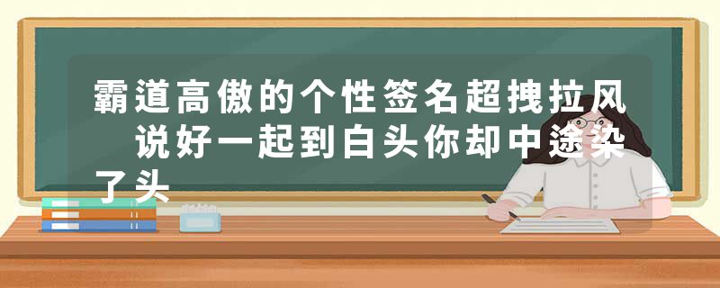 霸道高傲的个性签名超拽拉风 说好一起到白头你却中途染了头