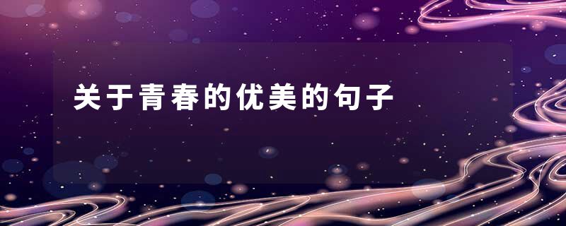 关于青春的优美的句子