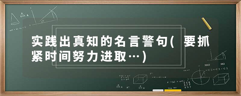 实践出真知的名言警句(要抓紧时间努力进取…)