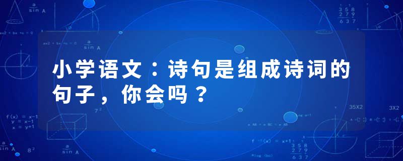 小学语文：诗句是组成诗词的句子，你会吗？