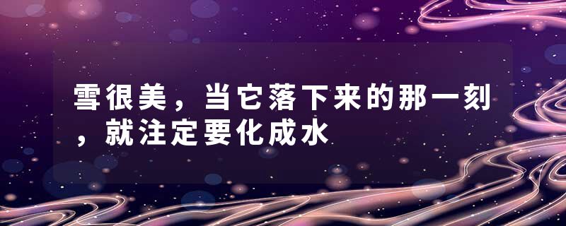 雪很美，当它落下来的那一刻，就注定要化成水