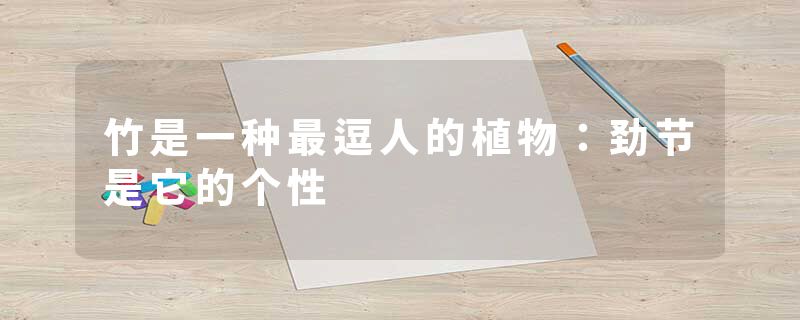 竹是一种最逗人的植物:劲节是它的个性